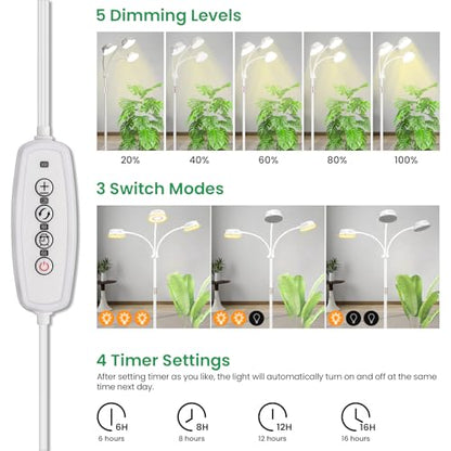 LORDEM Full Spectrum Grow Light with Stand for Indoor Plants, Up to 70 in