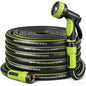 Garden Hose 25ft, Non-Expandable Heavy Duty Water Hose with 10 Function Sprayer, Flexible, Leakproof, Kink Resistant & Hybrid Hose for Yard, Outdoor, 600 PSI - size: 25ft
