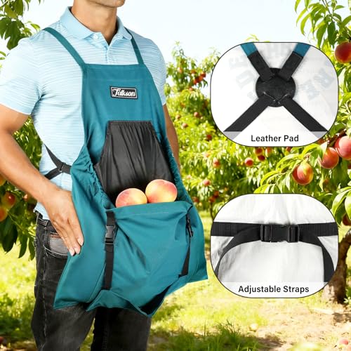 Gardening Apron, Garden Apron with Quick Release Pockets,Water Resistant Oxford with Adjustment Cross Strap,Farm Work - color: Emerald Green