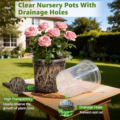 MIXC Clear Nursery Pots with Drainage Holes, 5/4/3.5 Inch 30 Pack - size: 3.5/4/5 Inch-30 Pack