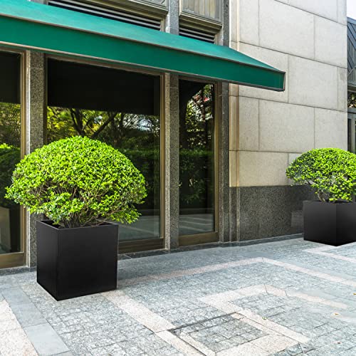 Galvanized Steel Planter Box 24” H, Black, Square, Metal, Powder Coating - color: Black, size: 24" L x 24" W x 24" H