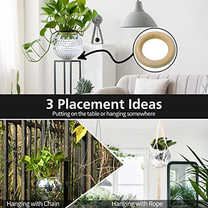 6" Disco Ball Plant Hanger with Hanging Rope, Hanging Chain, Hook, Circle - color: 1×6" Silver