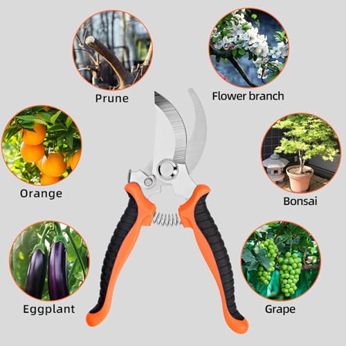 2Pack Garden Pruning Shears, Stainless Steel Pruning Shears, Handheld Pruners Set for Gardening, Garden Tools for Flowers Fruit Trees
