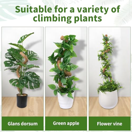 LveSunny 2 Pack Moss Pole for Monstera, Bendable 29" Coco Coir Plant Support with Rustproof Aluminum Core, Plant Support Stakes for Climbing Indoor Plants, Pothos, Philodendron