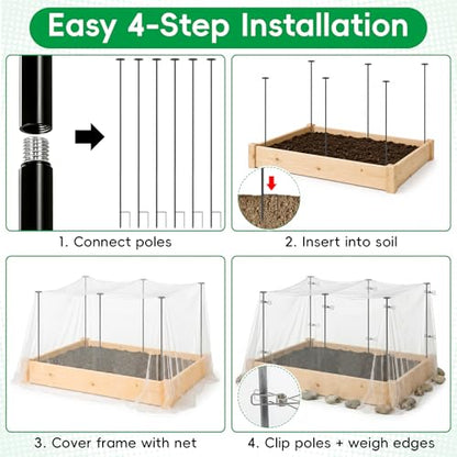 Metal Garden Netting Covers Kit, 6 Pack 5.2FT Poles, 10FTX13FT Mesh - size: 5.2FT