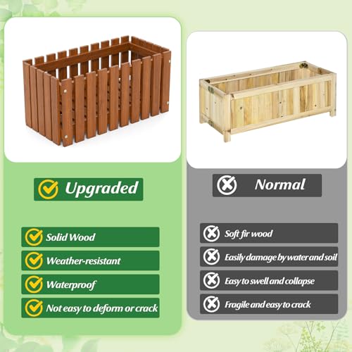 HAPPYGRILL Slat Style Wooden Raised Garden Bed