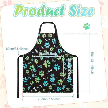 2 Pcs Dog Grooming Apron with 2 Pockets, Dog Grooming Smock - color: Pink Orange + Green Blue Comb