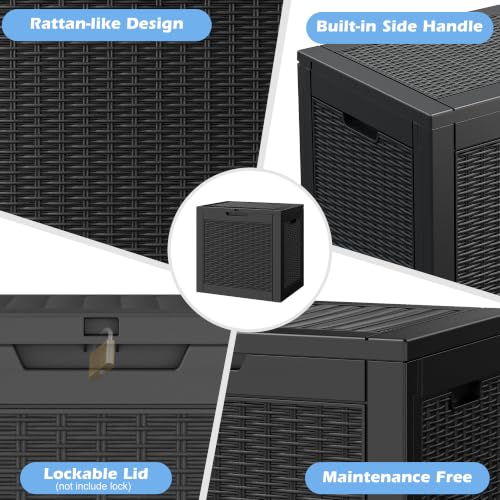 32 Gallon Outdoor Storage Box Waterproof Deck Box Patio Storage - color: Black, style: 32Gallon-style1