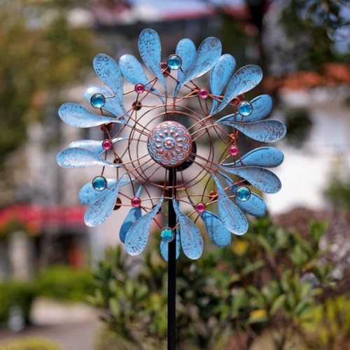 Stargarden Wind Spinners Outdoor, Large Kinetic Wind Spinner - color: Blue-21"