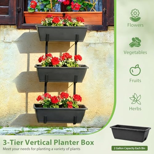 OYEAL Railing Planter Box Outdoor Deck Railing Planter Boxes - color: Rustic Gray