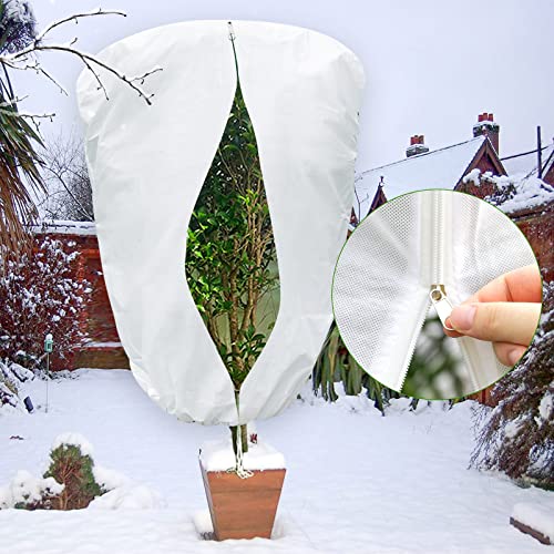 2Pcs Plant Covers Freeze Protection with Drawstring and Zipper, 7.9 x 6.6ft - size: 7.9 * 6.6 FT 2Pcs