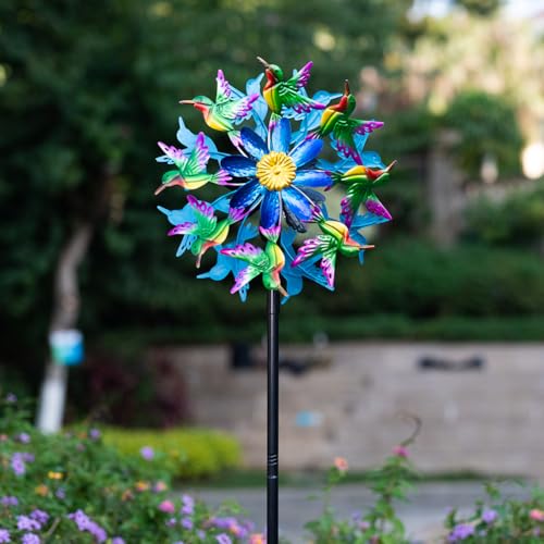 Viveta Outdoor Wind Spinners, Hummingbird Garden Windmill - color: Hummingbird