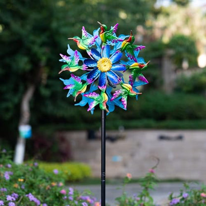 Viveta Outdoor Wind Spinners, Hummingbird Garden Windmill - color: Hummingbird