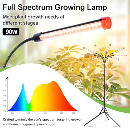 FRGROW 10Head Grow Light with Stand for Tall&Large Indoor Plants - size: Stand-10Head-90W