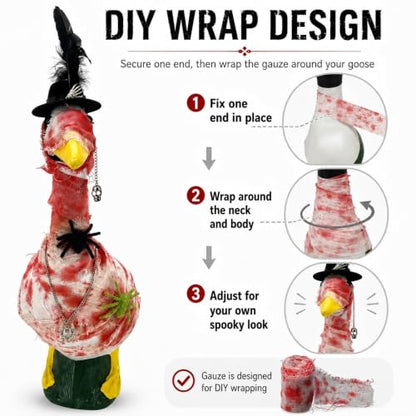 Halloween Porch Goose Outfit, Mummy Costume Set for 23-Inch Goose Statue - color: Mummy