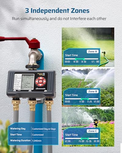DEWENWILS Sprinkler Timer 3 Zone, with Rain Delay/Manual/AUTO Irrigation - color: 3 Zone