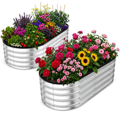 Utopia Home Galvanized Raised Garden Bed 4x2x1 Ft, Pack of 2 Silver - color: Silver, size: 4 Ft (Pack of 2)