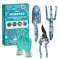 WORKPRO 4PCS Aluminum Garden Tool Set, Heavy Duty - style: Blue flower