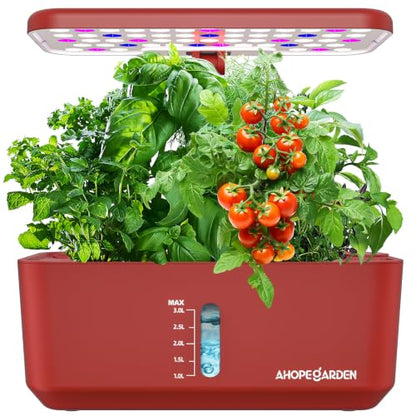 Ahopegarden Hydroponics Growing System: 10 Pods Indoor Herb Garden with LED - color: Red