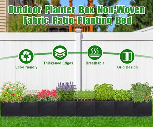 POILKMNI 16x2x1ft Fabric Raised Garden Bed - size: 16x2x1ft Rectangular