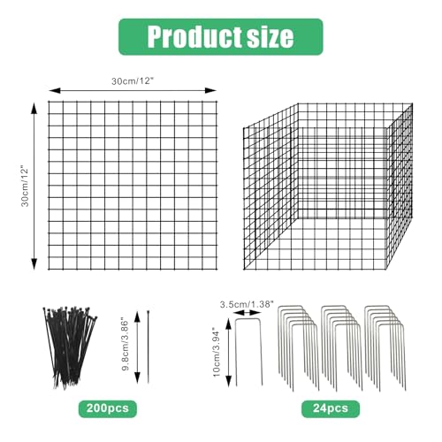 Eunika 8 Pack Round Plant Protector from Animals,24 Pcs 12" x 12" - color: Black-24pcs