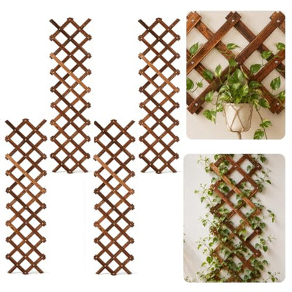 4 PCS Expandable Wood Lattice Fence Panels for Outside - size: 4pack