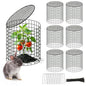 6 Sets of DIY Metal Plant Protectors from Deer, Garden Fencing Animal Barrier Size 11.8 * 12.9 inches, Mesh Plant Cage Chicken Wire Cloche for Plants with Stakes and Nylon Cables - size: 6 Sets