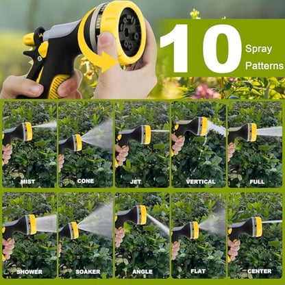 Garden Hose Nozzles with 10 Watering Patterns, Water Hose Nozzle Sprayer - color: Yellow