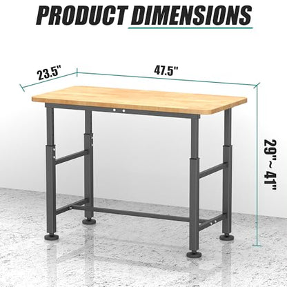 EVERHANGER Workbench for Garage, Heavy Duty Adjustable Height Work Table - size: 47.5"x23.5"
