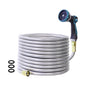 25FT Garden Hose, Stainless Steel Water Hose Flexible with a 10-Mode Nozzle Sprayer, No Kink, Lightweight, Puncture Proof, Ideal for Indoor & Outdoor Light Use, 5/8'' Outside Diameter - size: 25 feet