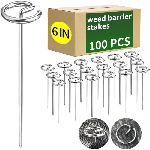 100 Pack Landscape Fabric Stakes, 6 Inch Landscape Staples Garden Stakes