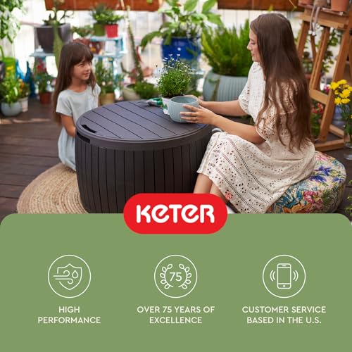 Keter Circa Outdoor Storage Deck Box, 37 Gallon, Brown - color: Brown
