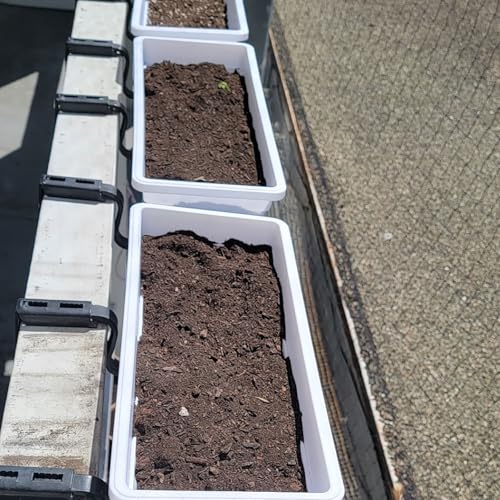 6 Pack 17 Inches Countryside Flower Box Planters, Plastic Vegetable Planters with 30 PCS Plant Labels, White Flower Window Boxes with Attached Tray for Windowsill, Patio, Garden, Balcony… - size: 6 Pack White