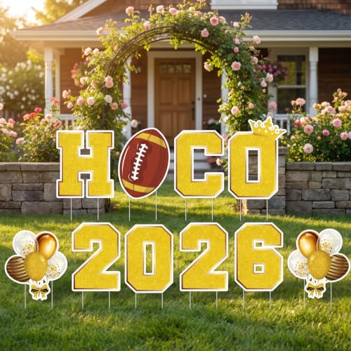 Rngmsi Homecoming Yard Signs Decorations 2026, 8PCS Football Yard Signs with Stakes Party Decorations, Waterproof Hoco Lawn Sign for Outdoor School Dance Party Decor Supplies - style: Homecoming