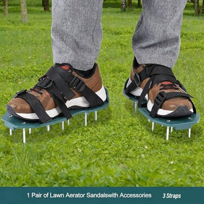Lawn Aerator Shoes with 26 Spikes – Adjustable 3-Strap or 4-Strap Design for Soil Aeration, Yard and Garden Care(3 Straps) - size: 3 Straps