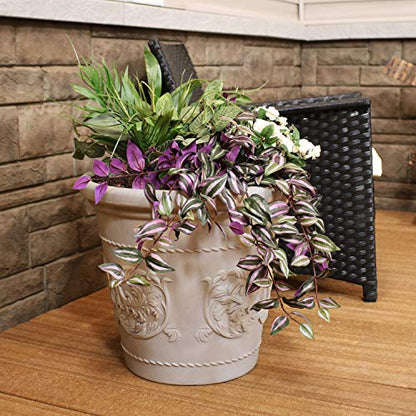 Sunnydaze Arabella 19.5'' Plastic Planter Pot for Plants, Beige - color: Beige, size: 19.5 in