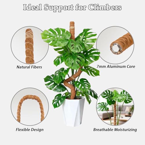 2 Pack 48" Monstera Plants Bendable Moss Pole for Climbing