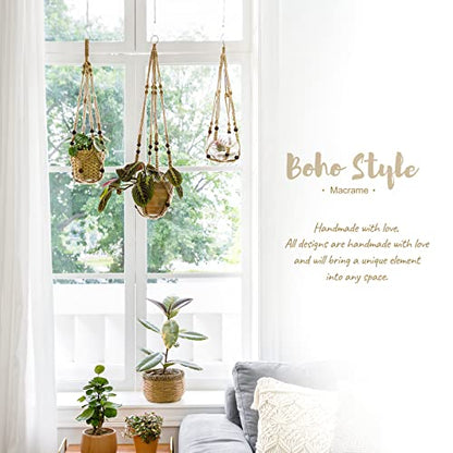 Mkono Macrame Plant Hanger Indoor 35 Inch Hanging Planter Basket Brown 1Pc - color: Brown