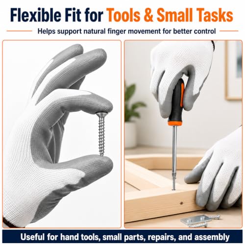 Work Gloves, Nitrile-Coated Grip for Yard Work, Moving & Warehouse, Large