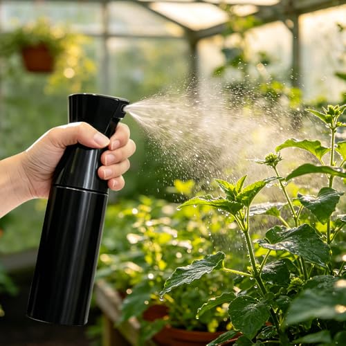 Ella & Sara 300ml Continuous Mist Spray Bottle (Black) - Professional Fine Mister for Salon Hairstyling, Barber, Plants, Pet Grooming, Cleaning & Essential Oils, Refillable Trigger Sprayer - color: Black, size: 300ML