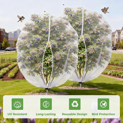 Blueberry Bush Netting Cover 2 Pack, 10 x 12 ft, Bird Netting with Zipper - size: Rabbiteye 10 x 12 ft