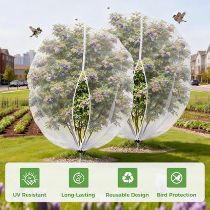 Blueberry Bush Netting Cover 2 Pack, 10 x 12 ft, Bird Netting with Zipper - size: Rabbiteye 10 x 12 ft