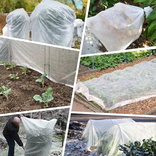 kockuu Plant Covers Freeze Protection, 10ft x 30ft 1.41 oz/yd² Frost Cloth Plant Blankets Floating Row Covers with 20 Stainless Steel Clips for Winter Plants Gardens Frost/Sun Pests Protection, White - color: White Plant Covers, size: 10*30ft