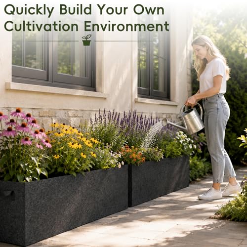 2-Pack Fabric Raised Planter Beds, 22 Gallon, 3x1x1 Ft