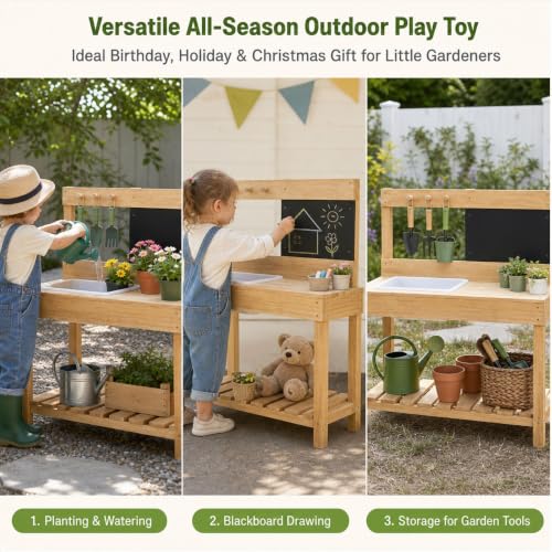 Kids Wooden Potting Bench Mud Kitchen