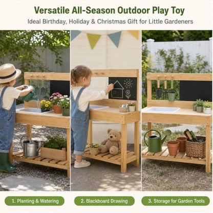 Kids Wooden Potting Bench Mud Kitchen