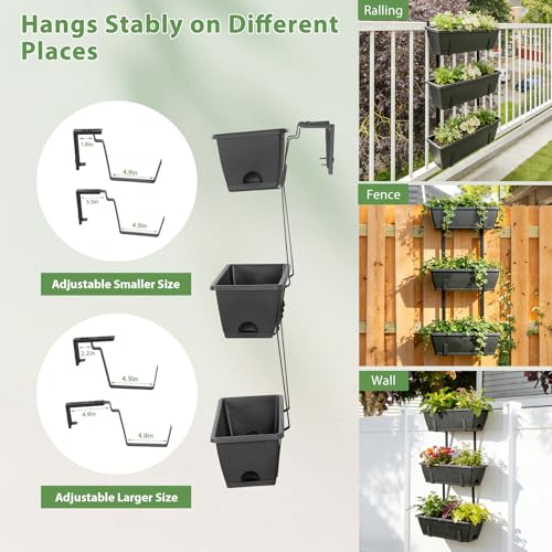 OYEAL Railing Planter Box Outdoor Deck Railing Planter Boxes - color: Rustic Gray