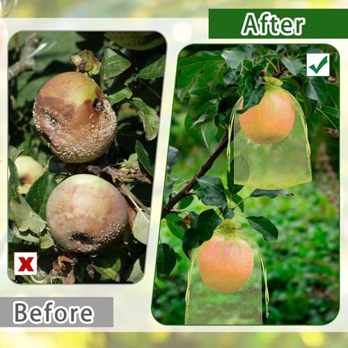 DECYOOL 120 Pcs Green Fruit Protection Bags 6x8 Drawstring Cover Bags - size: 6 x 8 Inch