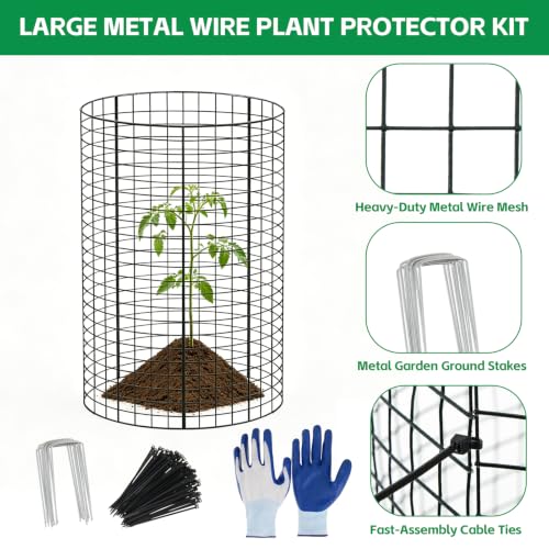 6 Pack Large Wire Plant Protector from Animals 18"x12" Metal Plant Cage - size: 18"x12"