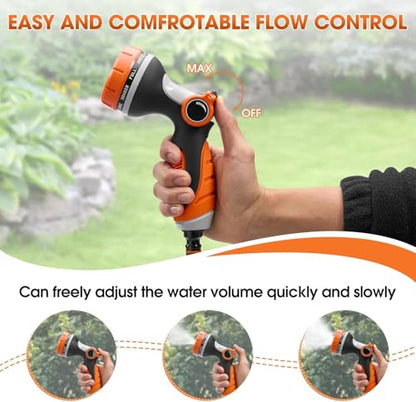 Garden Hose Nozzles,Hose Spray Nozzle with Adjustable 10 Watering Patterns - color: Orange&Orange